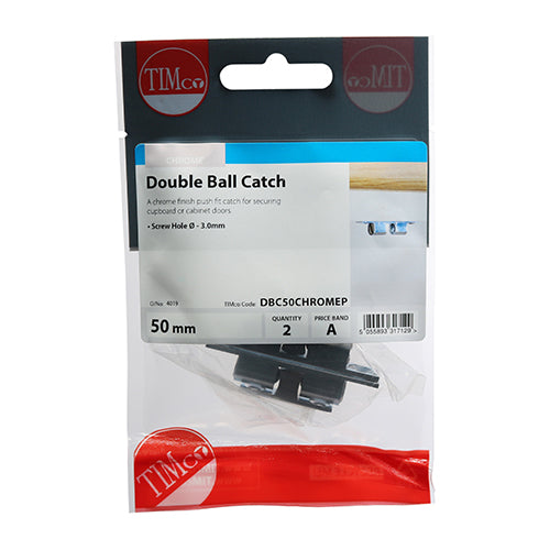 TIMCO Double Ball Catches Electro Brass - 43mm