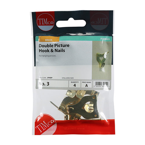 TIMCO Picture Hanging Hooks Single Electro Brass — Trade Pack