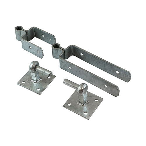 TIMCO Double Strap Gate Hinge Set with Hook on Plate Hot Dipped Galvanised