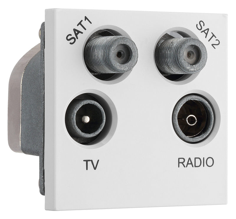 BG Electrical Euro Module - TV radio and dual satellite module - TV IEC male, radio IEC female, dual satellite female