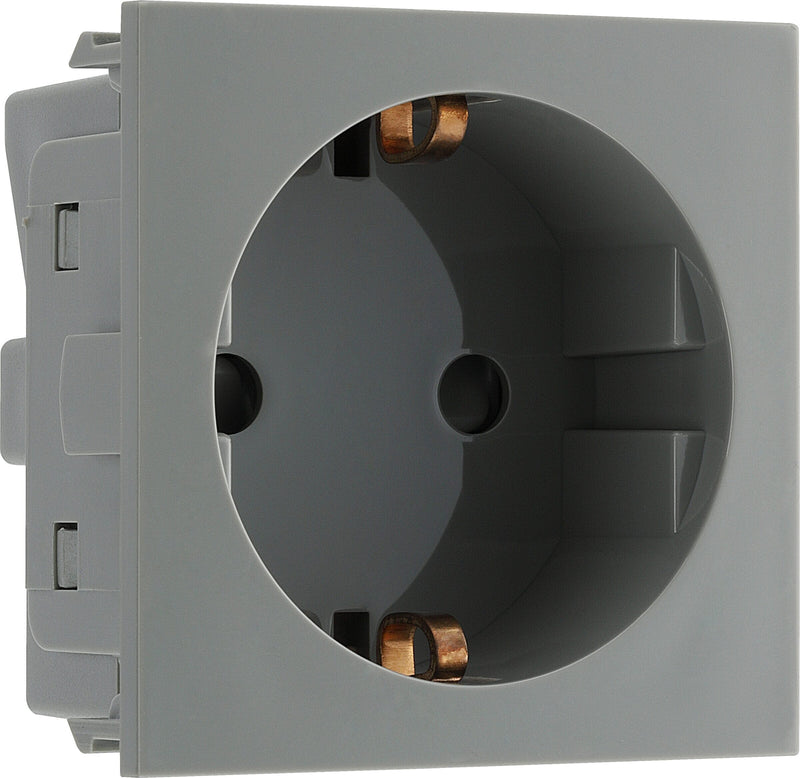 BG Electrical Euro Module - 16A Schuko, unswitched socket