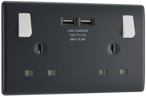 BG Electrical Part M - Double switched, single pole, with 2 x USB A