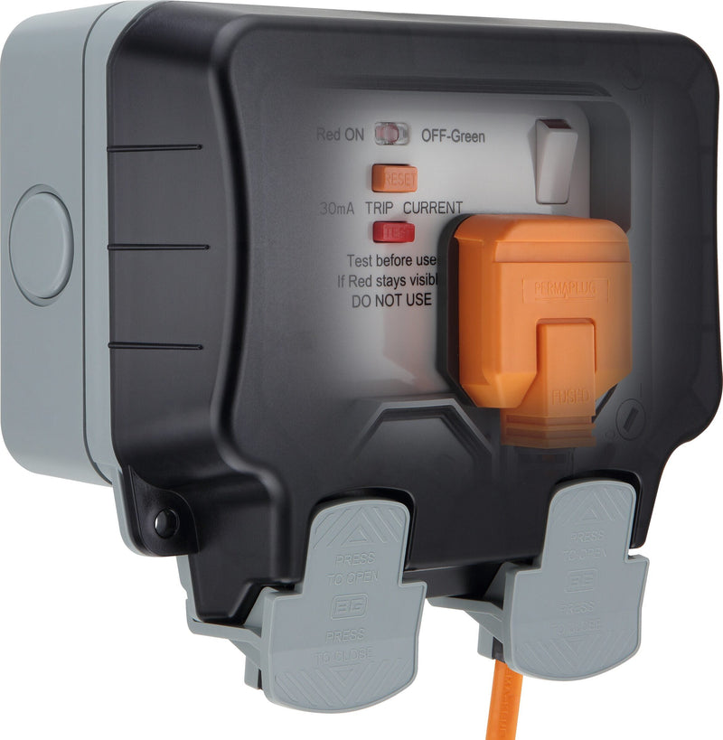 BG Electrical Weatherproof Storm - Double switched, RCD latching, IP66