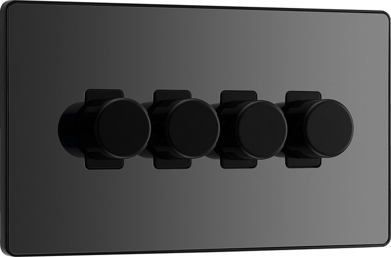 BG Electrical Evolve Black Chrome - Quadruple, 2 way push 200W