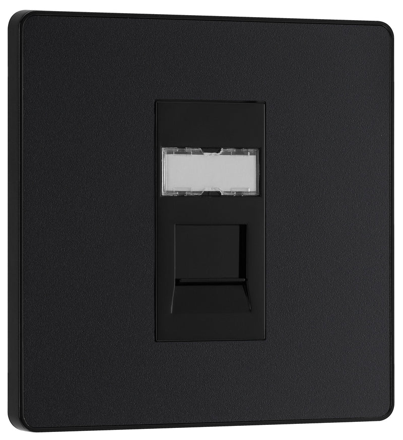 BG Electrical Evolve Matt Black - Single, RJ45 telephone socket