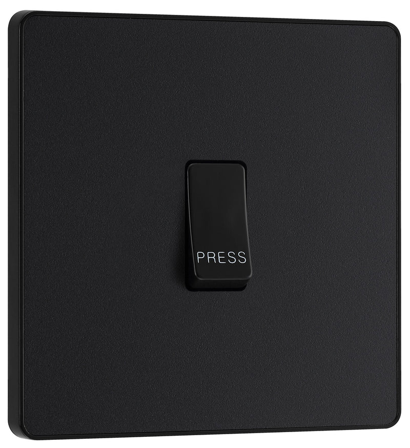 BG Electrical Evolve Matt Black - Single, bell push switch