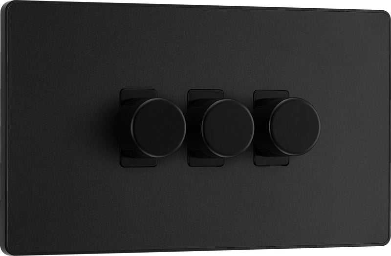 BG Electrical Evolve Matt Black - Triple, 2 way push 200W