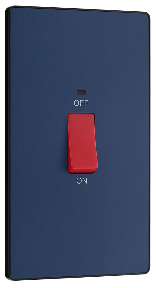 BG Electrical Evolve Matt Blue - 45A, double pole, large plate, with indicator