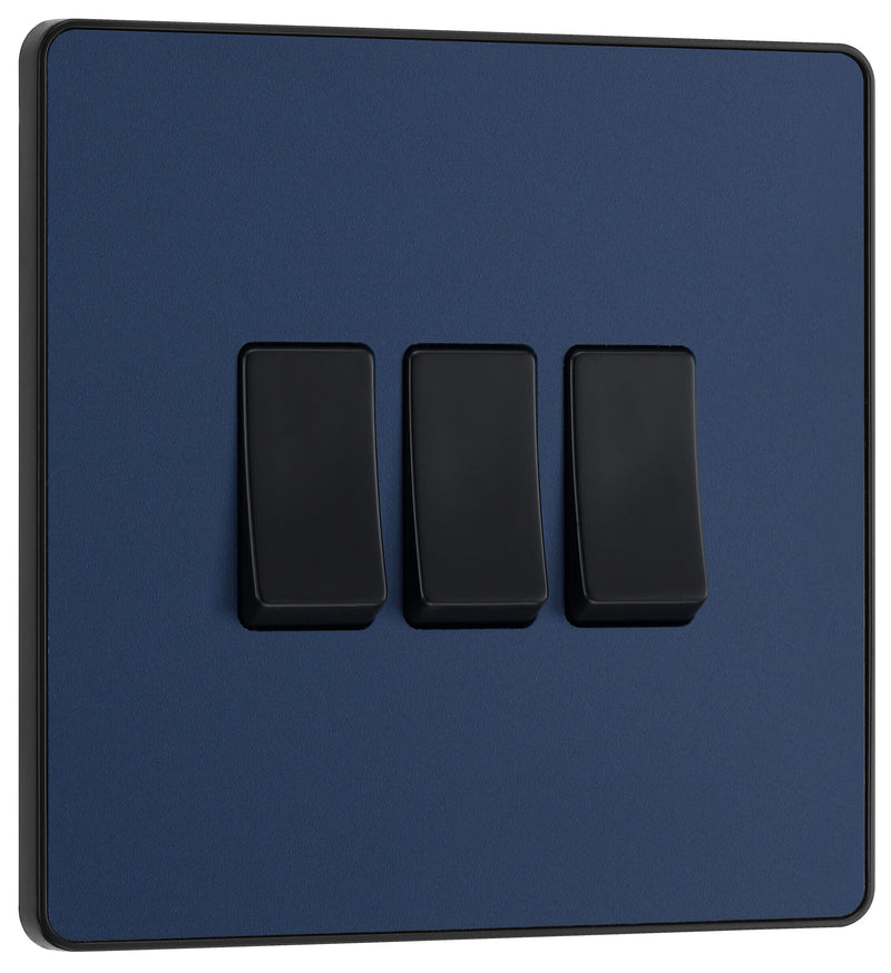 BG Electrical Evolve Matt Blue - Triple, 2 way switch