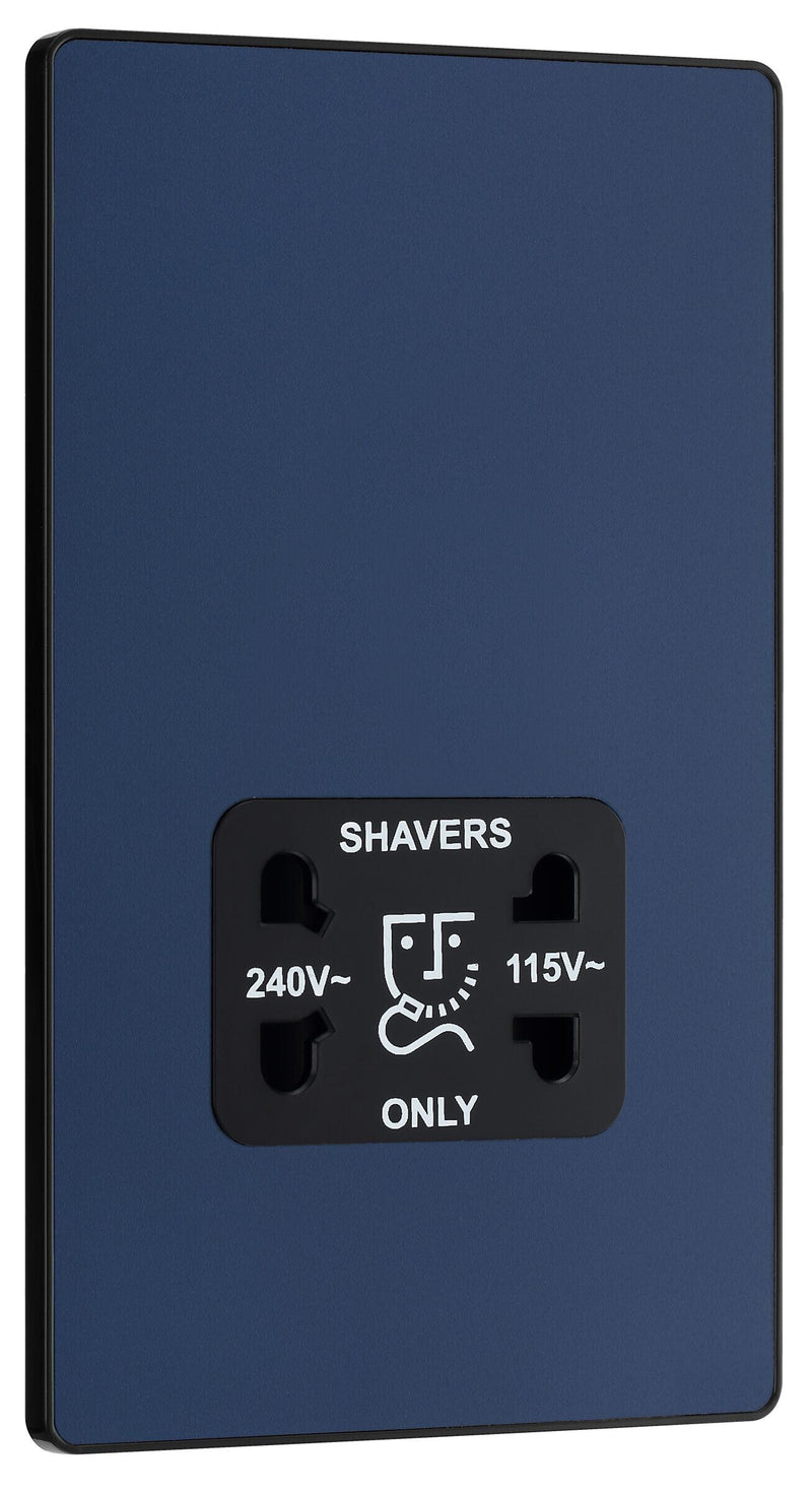 BG Electrical Evolve Matt Blue - 115/240V dual voltage shaver socket