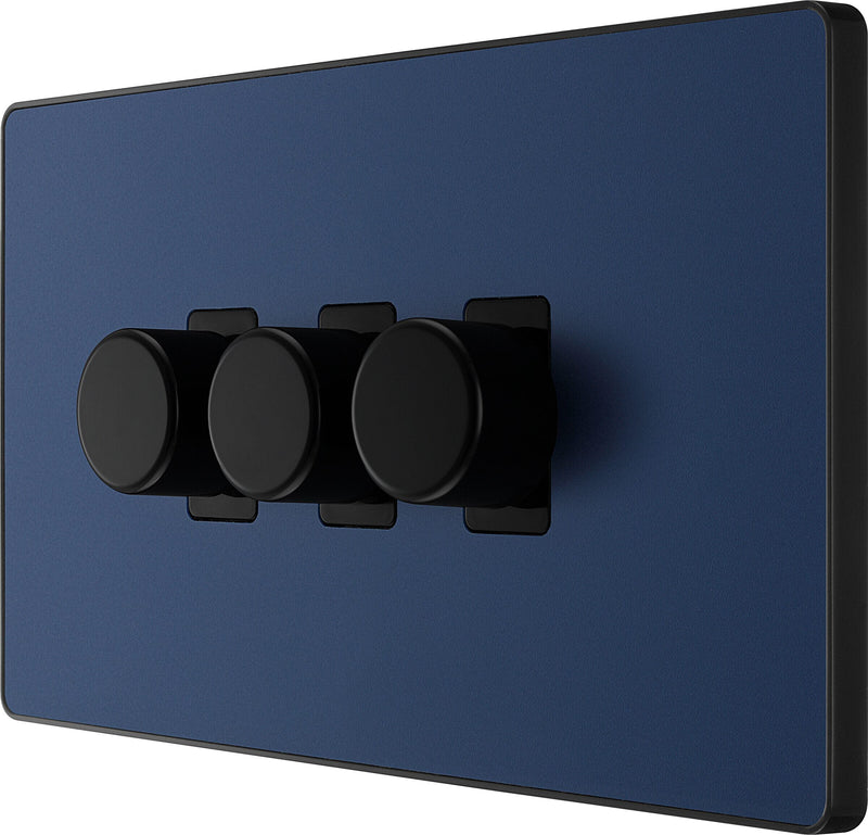 BG Electrical Evolve Matt Blue - Triple, 2 way push 200W
