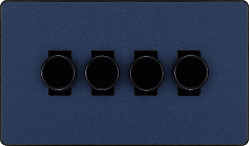 BG Electrical Evolve Matt Blue - Quadruple, 2 way push 200W
