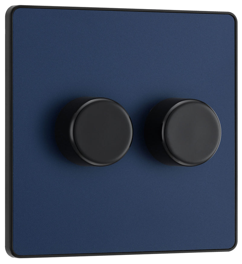 BG Electrical Evolve Matt Blue - Double, 2 way push 200W