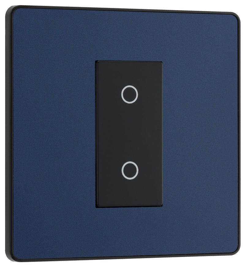 BG Electrical Evolve Matt Blue - Single, 2 way touch, 200W, secondary