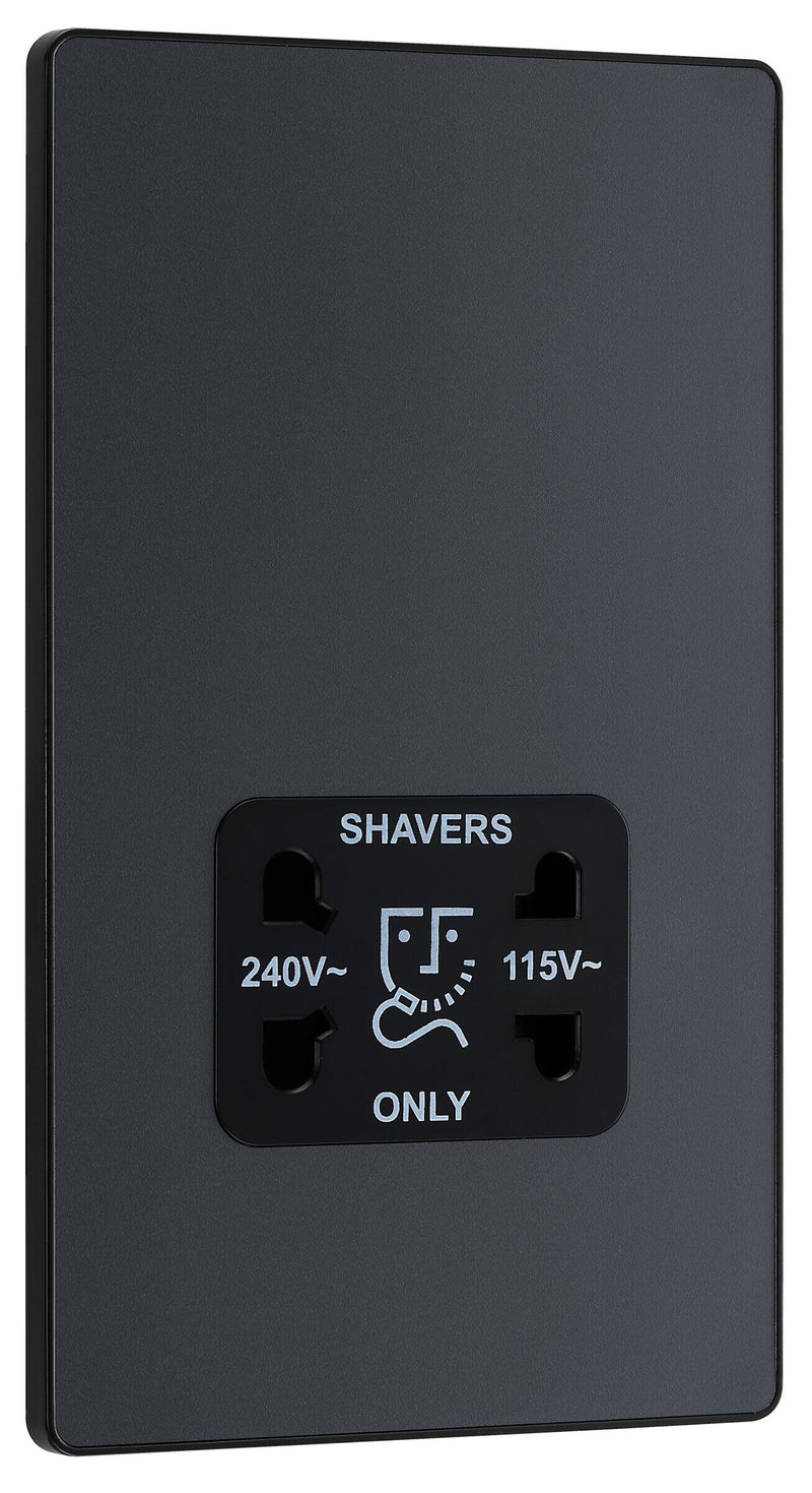 BG Electrical Evolve Matt Grey - 115/240V dual voltage shaver socket