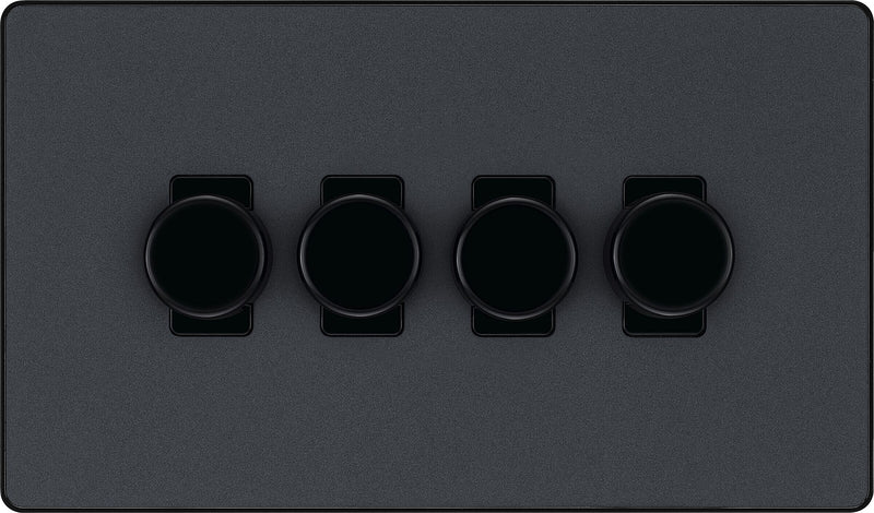 BG Electrical Evolve Matt Grey - Quadruple, 2 way push 200W