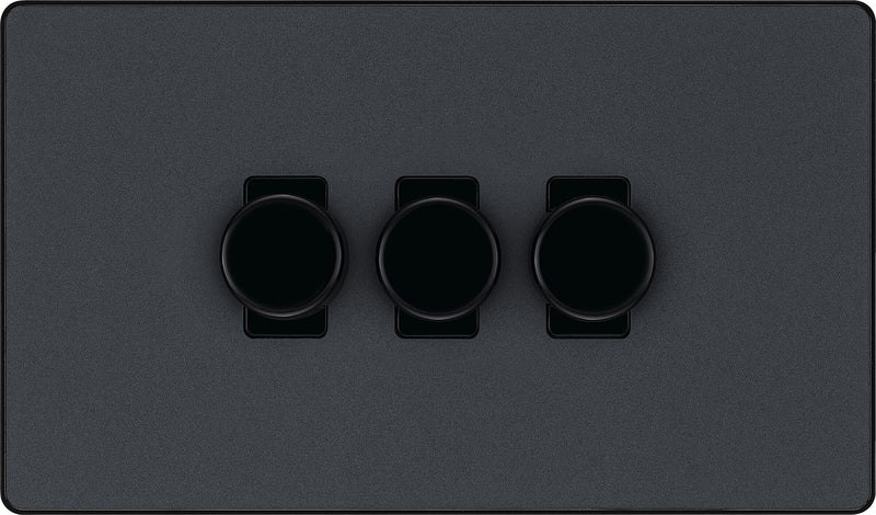 BG Electrical Evolve Matt Grey - Triple, 2 way push 200W