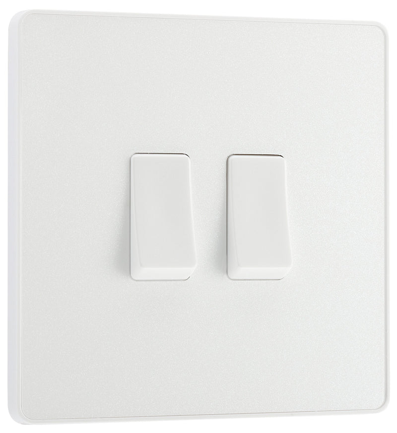 BG Electrical Evolve Pearlescent White - Double, 2 way switch