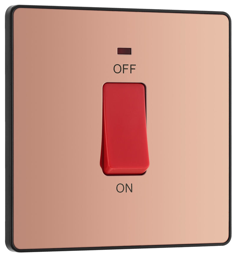 BG Electrical Evolve Polished Copper - 45A, double pole, single plate, with indicator