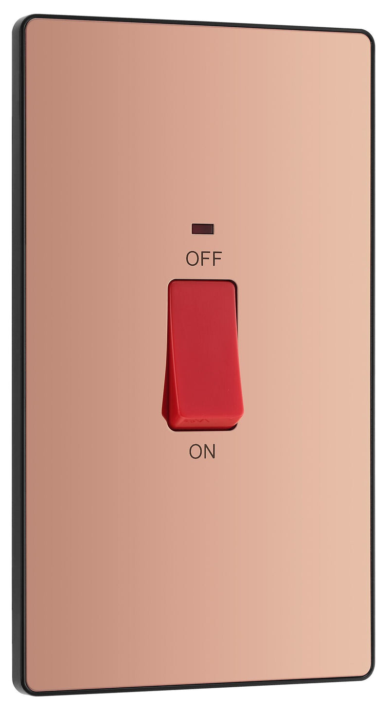 BG Electrical Evolve Polished Copper - 45A, double pole, large plate, with indicator