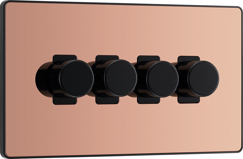 BG Electrical Evolve Polished Copper - Quadruple, 2 way push 200W