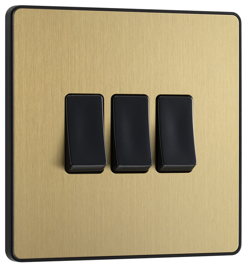 BG Electrical Evolve Satin Brass - Triple, 2 way switch