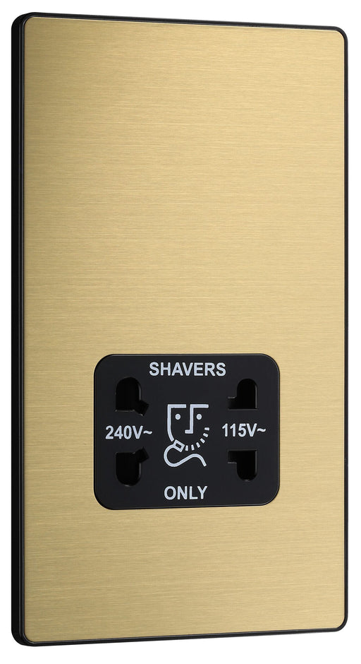 BG Electrical Evolve Satin Brass - 115/240V dual voltage shaver socket