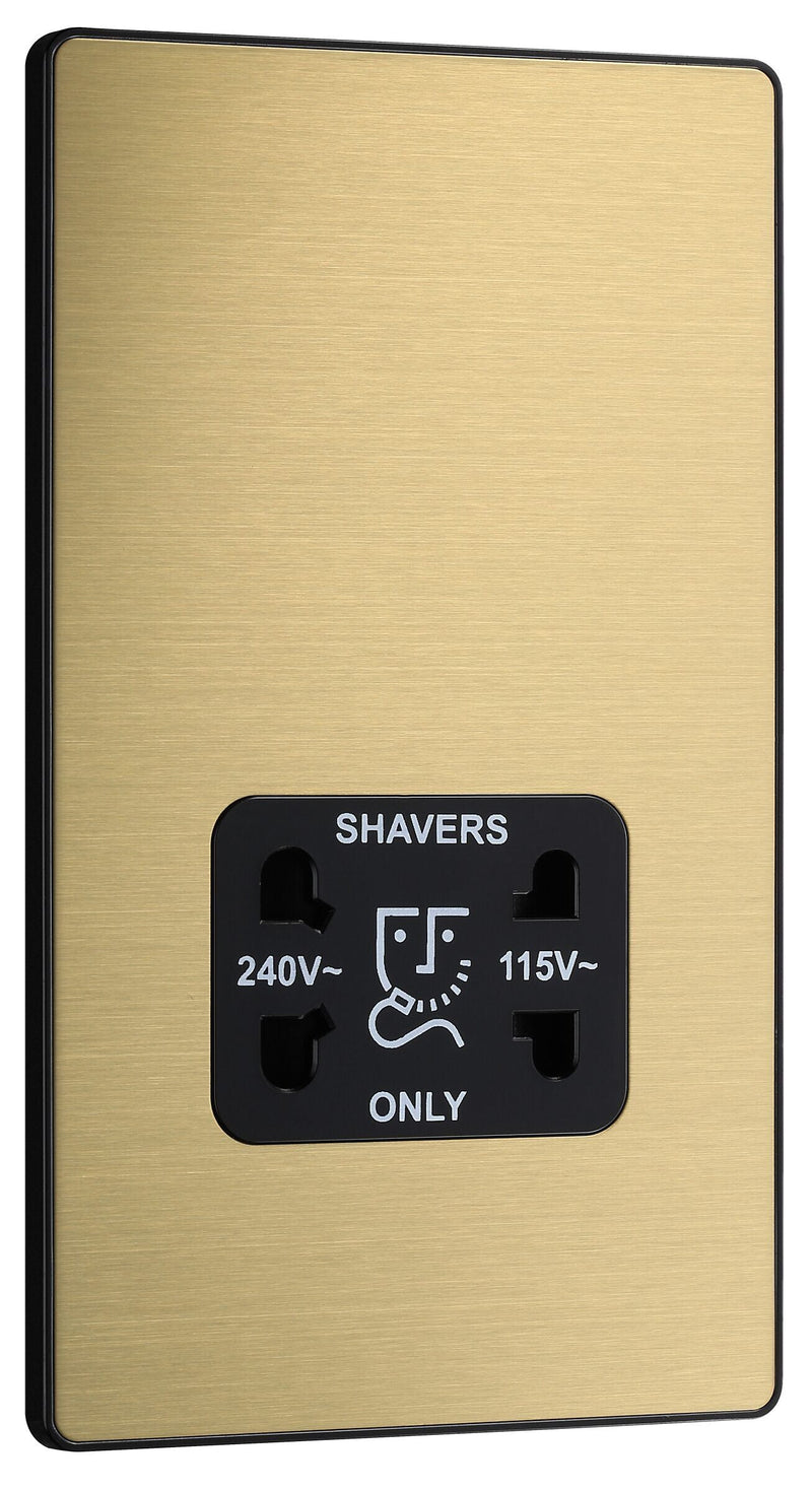 BG Electrical Evolve Satin Brass - 115/240V dual voltage shaver socket