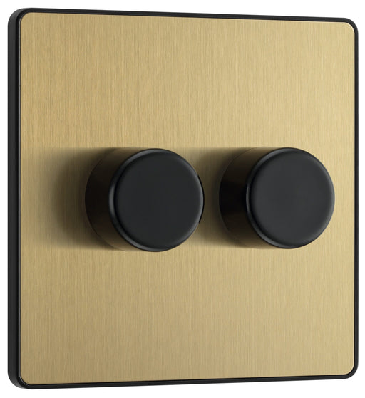 BG Electrical Evolve Satin Brass - Double, 2 way push 200W