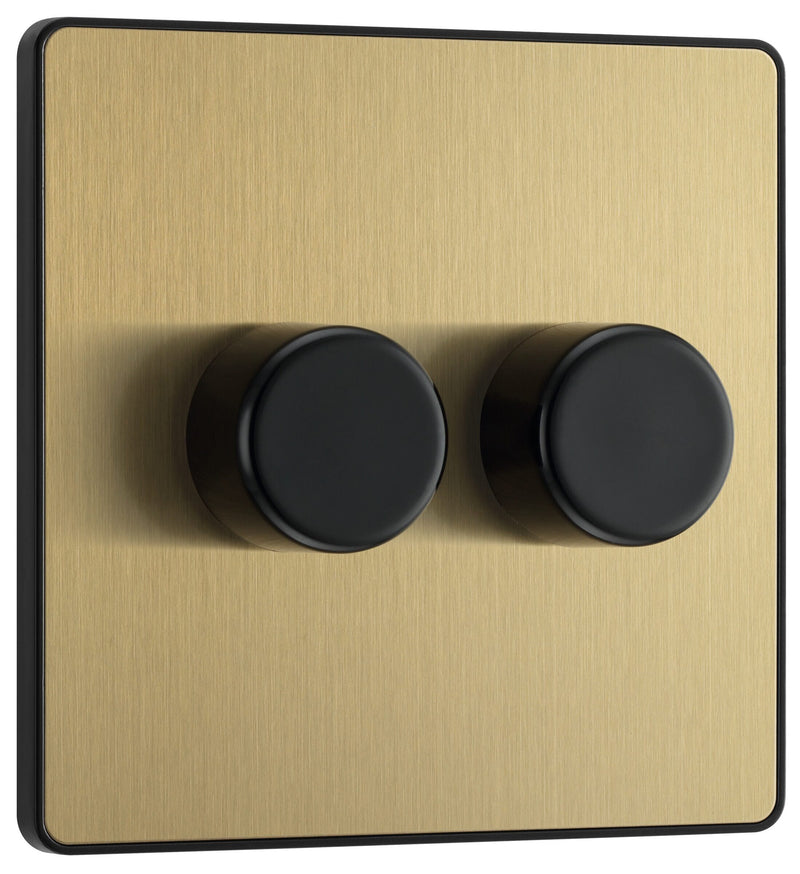 BG Electrical Evolve Satin Brass - Double, 2 way push 200W