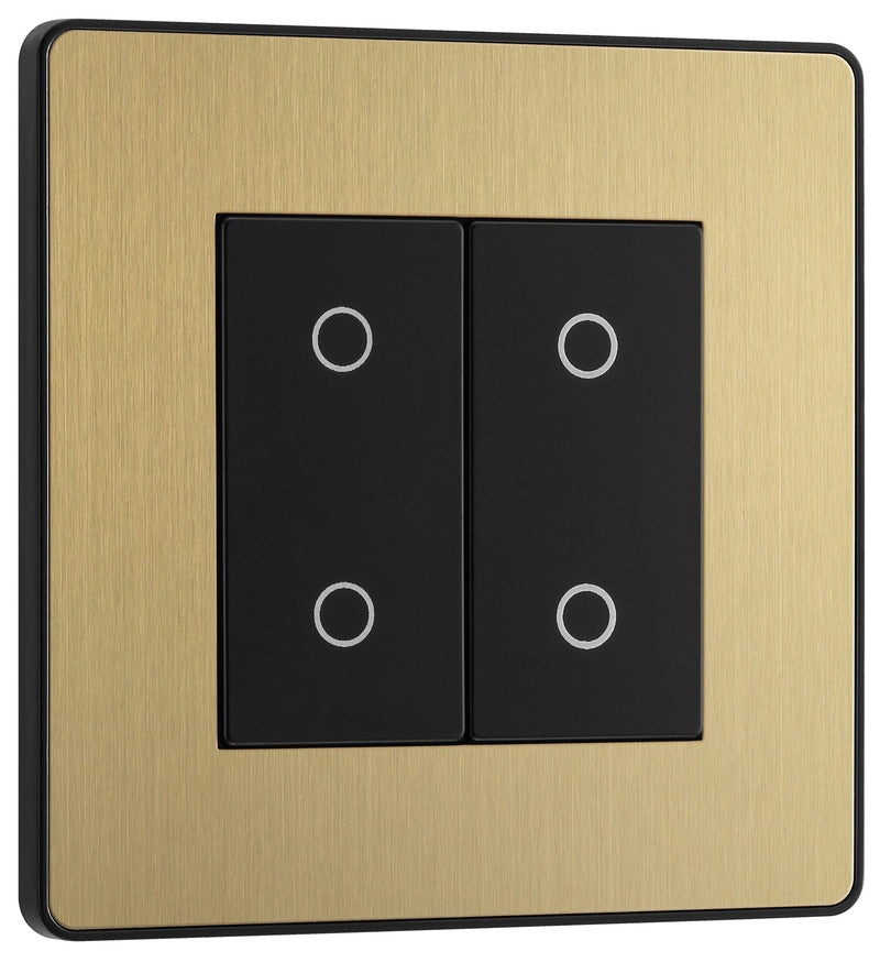 BG Electrical Evolve Satin Brass - Double, 2 way touch, 200W, master