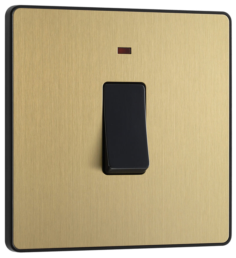 BG Electrical Evolve Satin Brass - 20A, double pole, with indicator