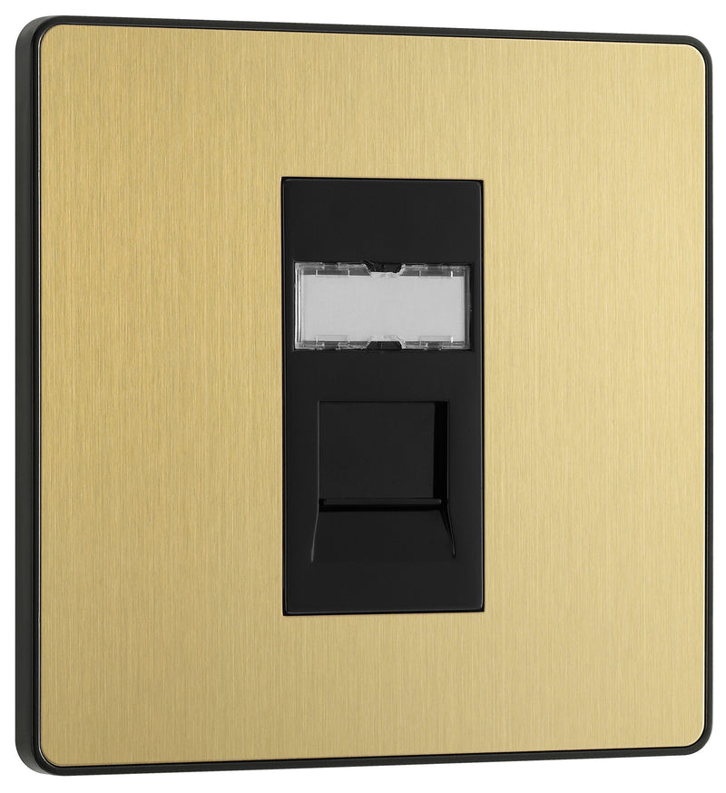 BG Electrical Evolve Satin Brass - Single, RJ45 telephone socket