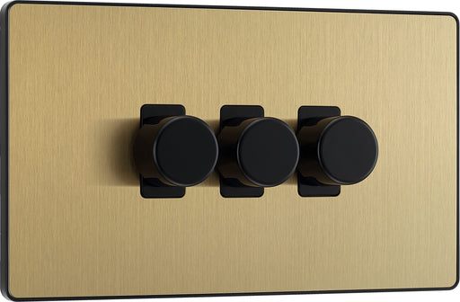 BG Electrical Evolve Satin Brass - Triple, 2 way push 200W