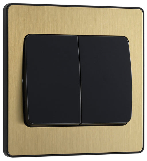 BG Electrical Evolve Satin Brass - Double, 2 way switch, wide rocker