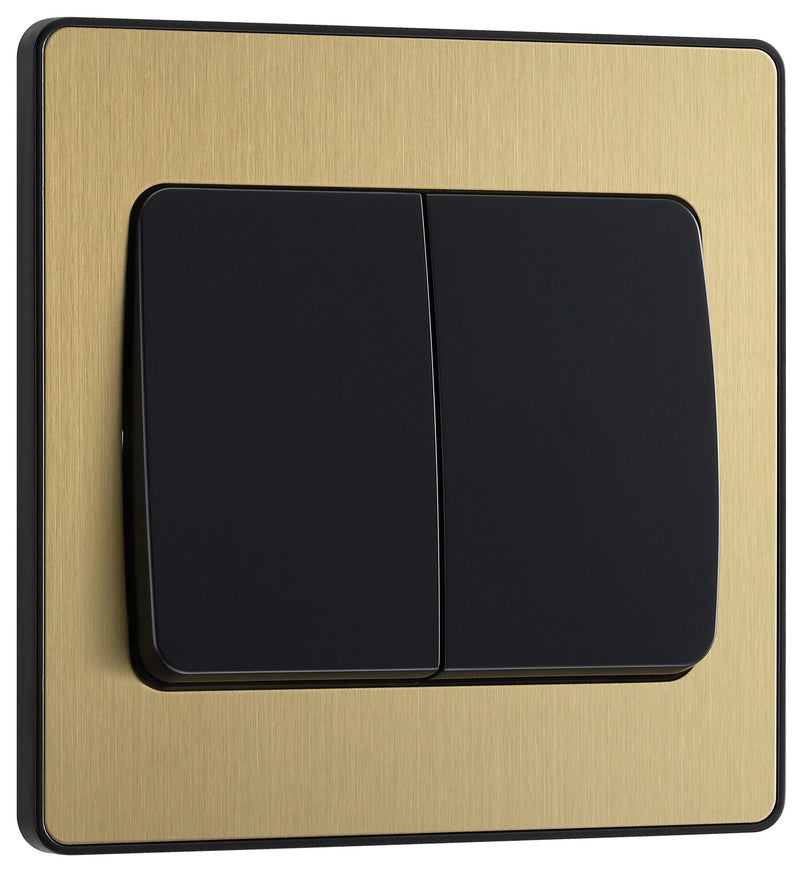 BG Electrical Evolve Satin Brass - Double, 2 way switch, wide rocker