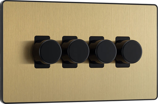 BG Electrical Evolve Satin Brass - Quadruple, 2 way push 200W