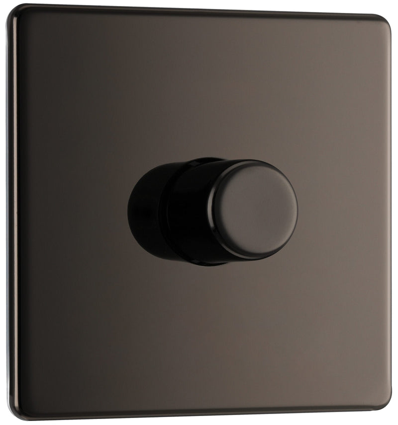BG Electrical Flatplate Screwless Black Nickel - Single, 2 way push 200W