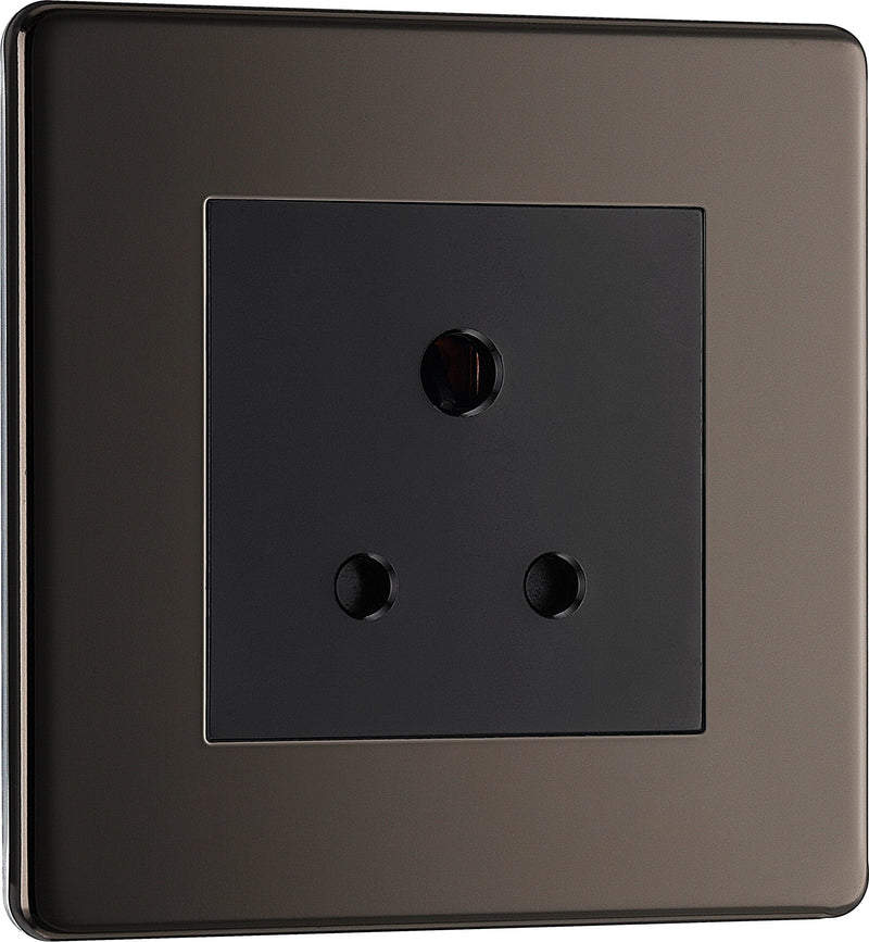 BG Electrical Flatplate Screwless Black Nickel - 5A single, unswitched, round pin