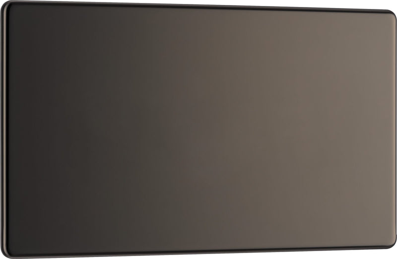 BG Electrical Flatplate Screwless Black Nickel - Double, blank plate
