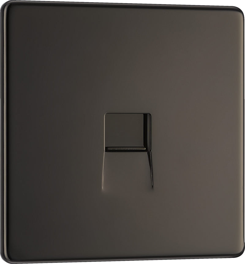 BG Electrical Flatplate Screwless Black Nickel - Single telephone socket, secondary
