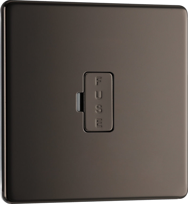 BG Electrical Flatplate Screwless Black Nickel - Unswitched and fused