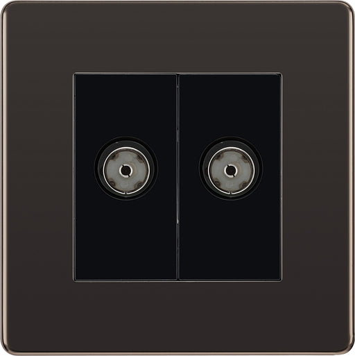 BG Electrical Flatplate Screwless Black Nickel - Double isolated, co-axial
