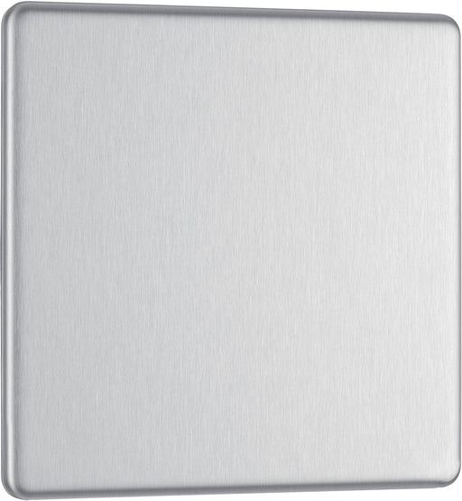 BG Electrical Flatplate Screwless Brushed Steel - Single, blank plate
