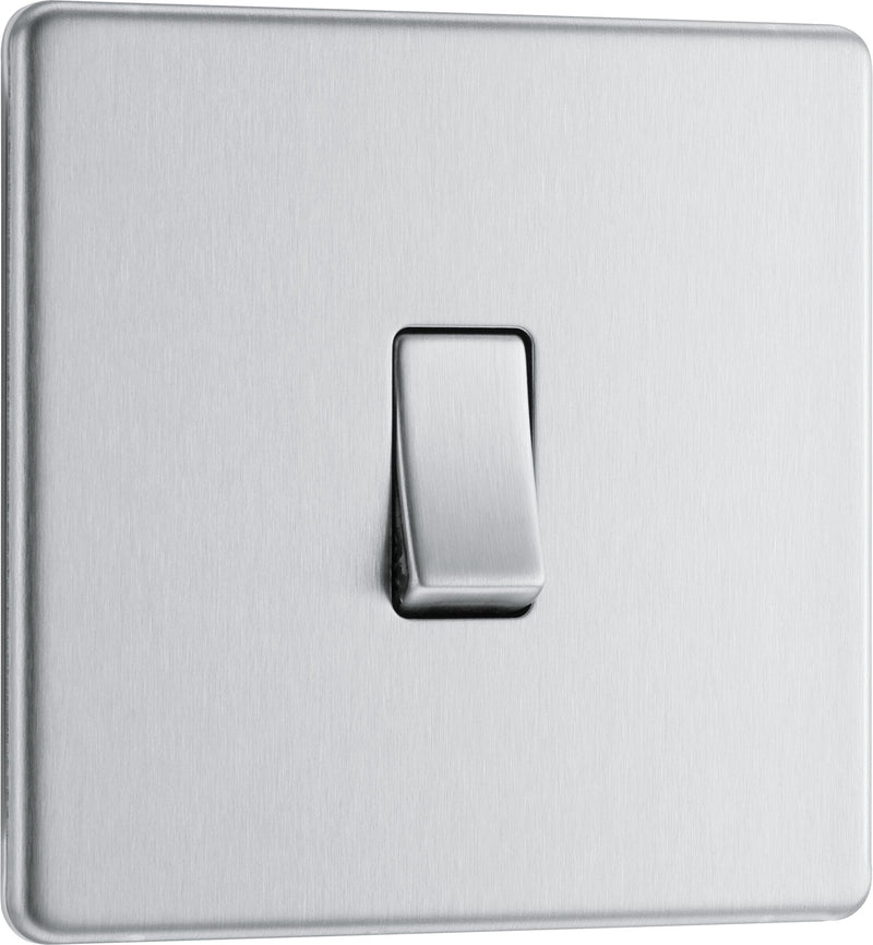 BG Electrical Flatplate Screwless Brushed Steel - Intermediate switch