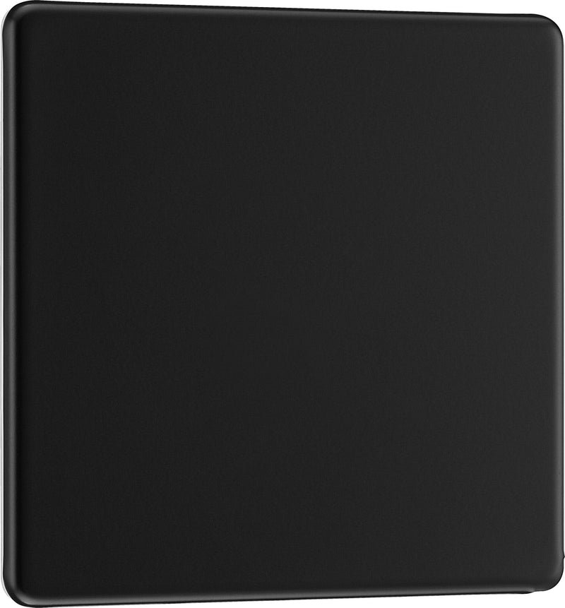 BG Electrical Flatplate Screwless Matt Black - Single, blank plate