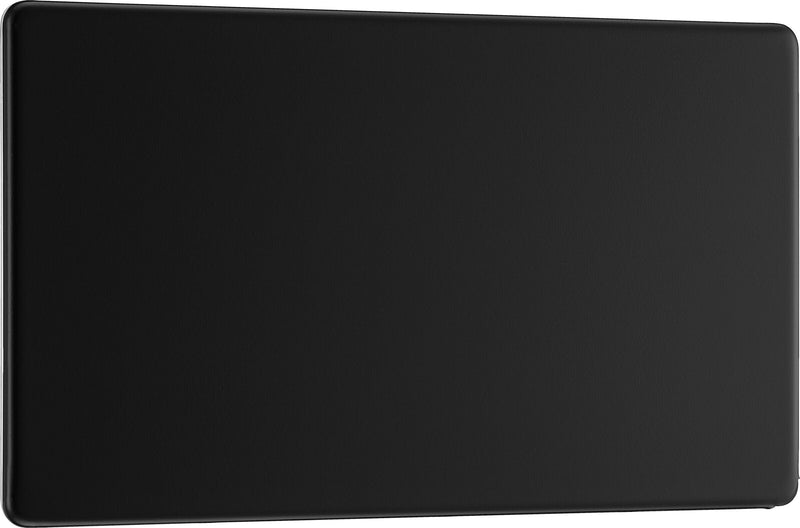 BG Electrical Flatplate Screwless Matt Black - Double, blank plate