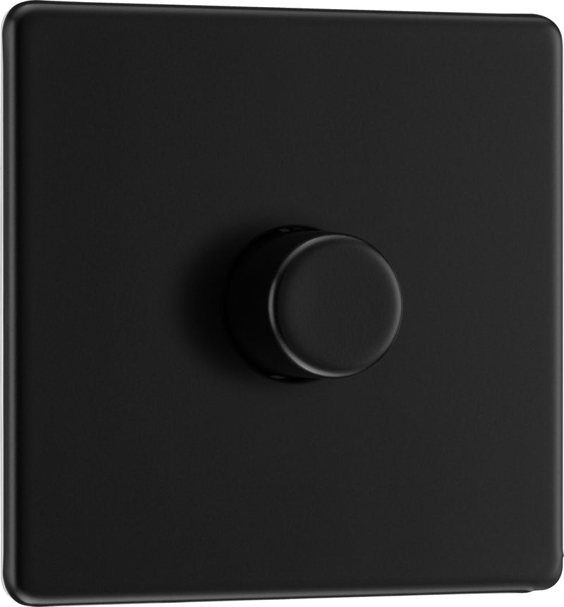BG Electrical Flatplate Screwless Matt Black - Single, 2 way push 200W