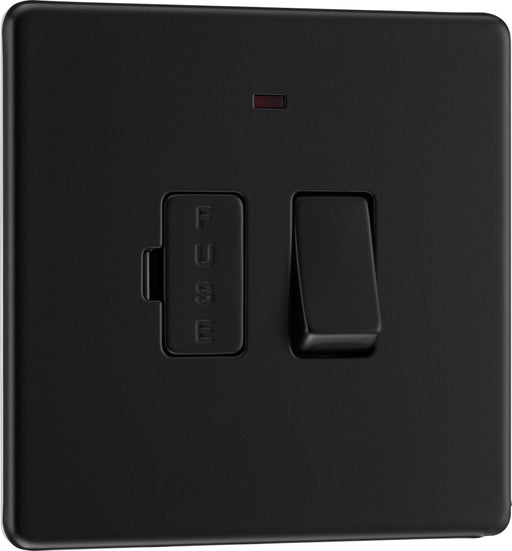 BG Electrical Flatplate Screwless Matt Black - Switched and fused with indicator