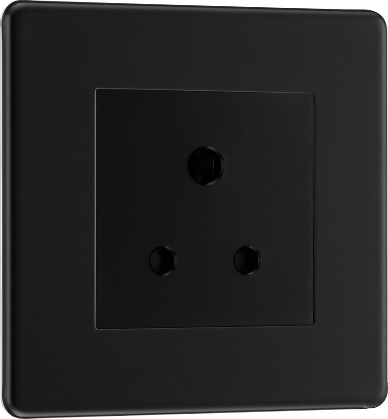 BG Electrical Flatplate Screwless Matt Black - 5A single, unswitched, round pin